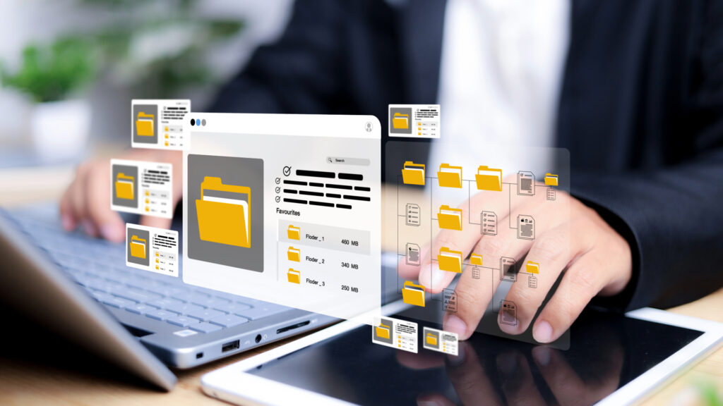 Laptop displaying list of online accounts for digital estate planning